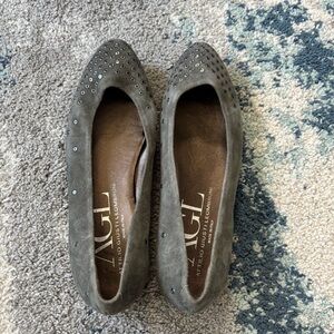 AGL Gray  Suede Studded Ballet Flats size 37/6.5